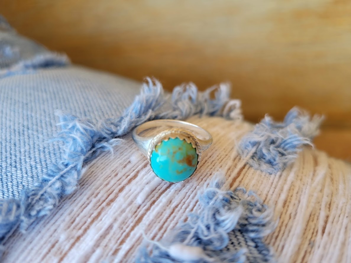 Sterling Silver Ring with Turquoise Stone, Gift for Her