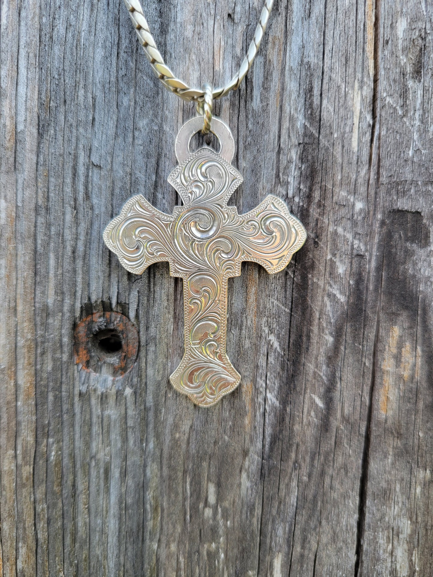 Sterling Silver Hand Engraved Cross Necklace, I believe Cross Pendant, Personalizable, Gifts for him or her