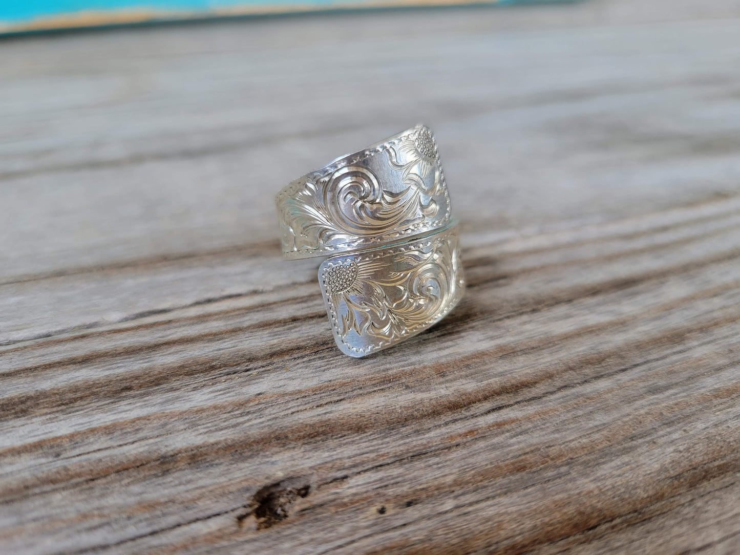 The Stacia: Sterling Silver Wrap Around Ring, Hand Engraved Sterling Silver, Gifts for Her