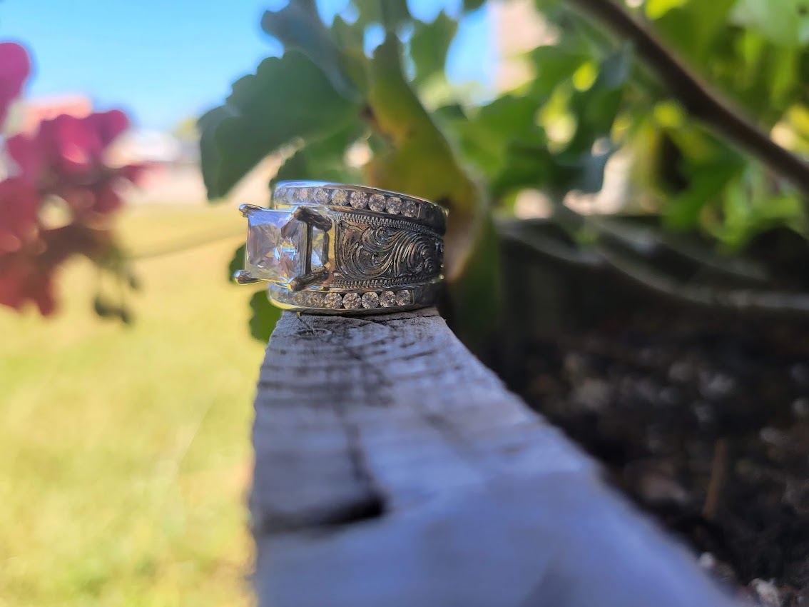 The Whitney: Gorgeous Channel Set Hand Engraved Sterling Silver Engagement Ring, Wedding Band, Gifts For Her RNG00101 by Loreena Rose