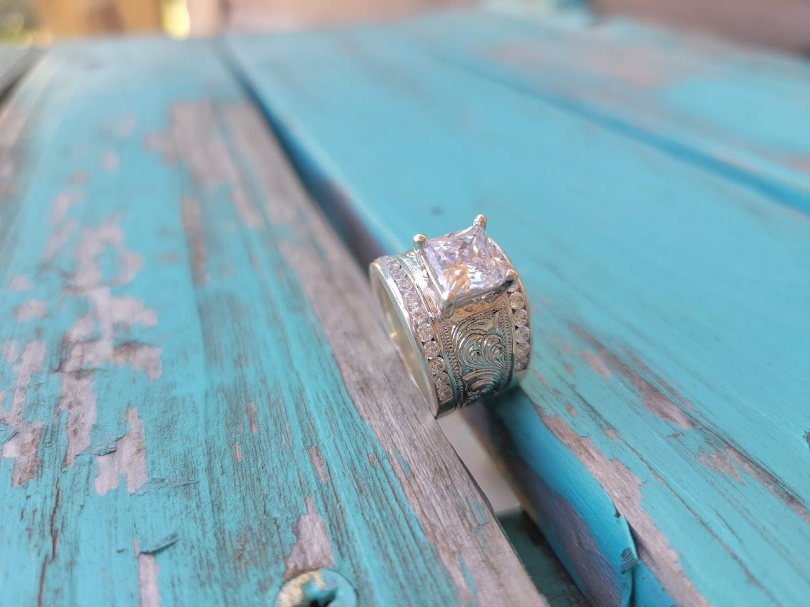 The Whitney: Gorgeous Channel Set Hand Engraved Sterling Silver Engagement Ring, Wedding Band, Gifts For Her RNG00101 by Loreena Rose