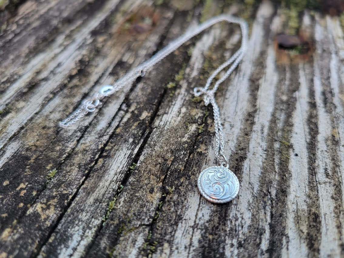 Sterling Silver Hand-Engraved Round Rope Pendant
