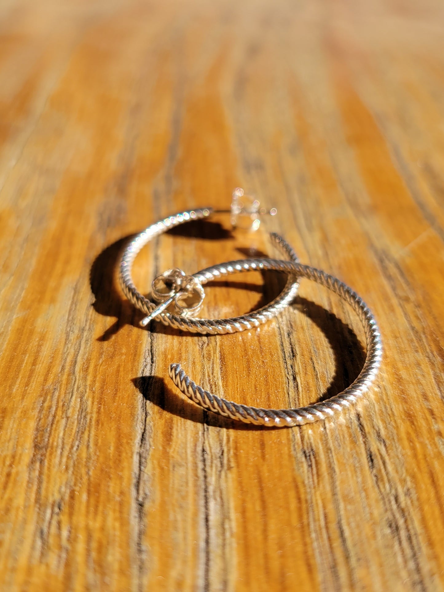 Rope Hoop Earrings 25mm Sterling Silver Gift for her