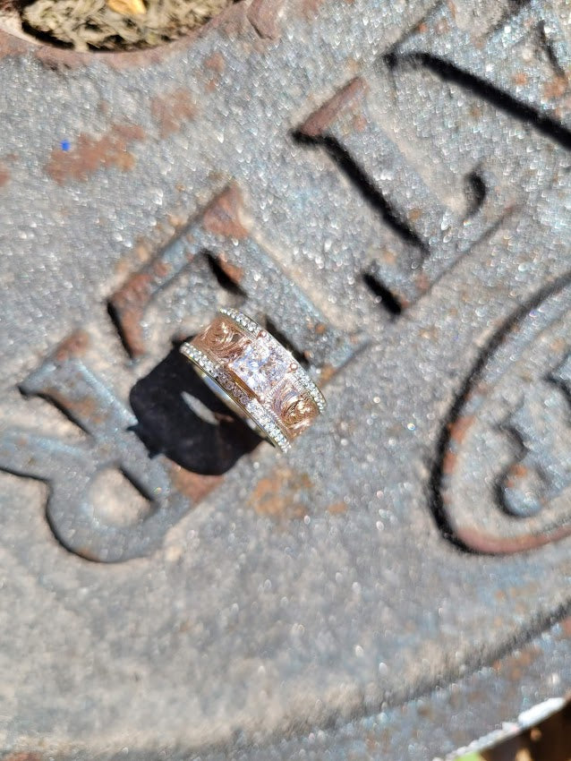 The Maisie: Gorgeous Rose Gold Engagement Ring, 1ct Princess Cut Diamond ring with Double Channel Sets