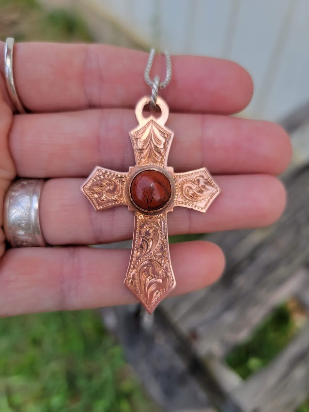 The Healing Cross, Copper & Red Jasper, Give the gift of healing Properties, Gift for Him, Gift for Her