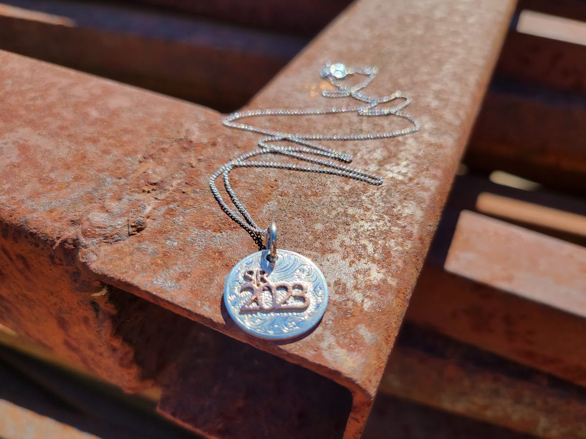 Senior 2024 Necklace Charm, Gift for Seniors, Graduation Present Idea, Sterling Silver and Copper Pendant