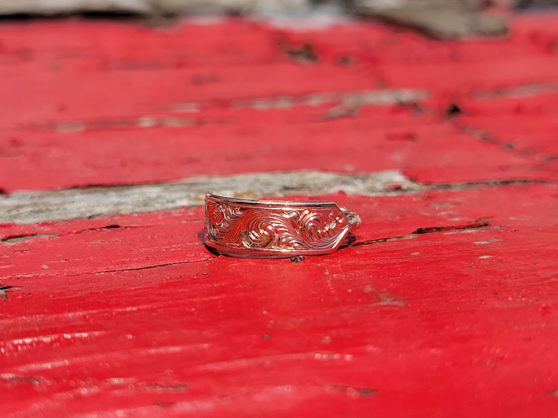 The Kit: Copper Western Engraved Signet ring with Rope Band, Bridesmaids Rings, Gift for her,