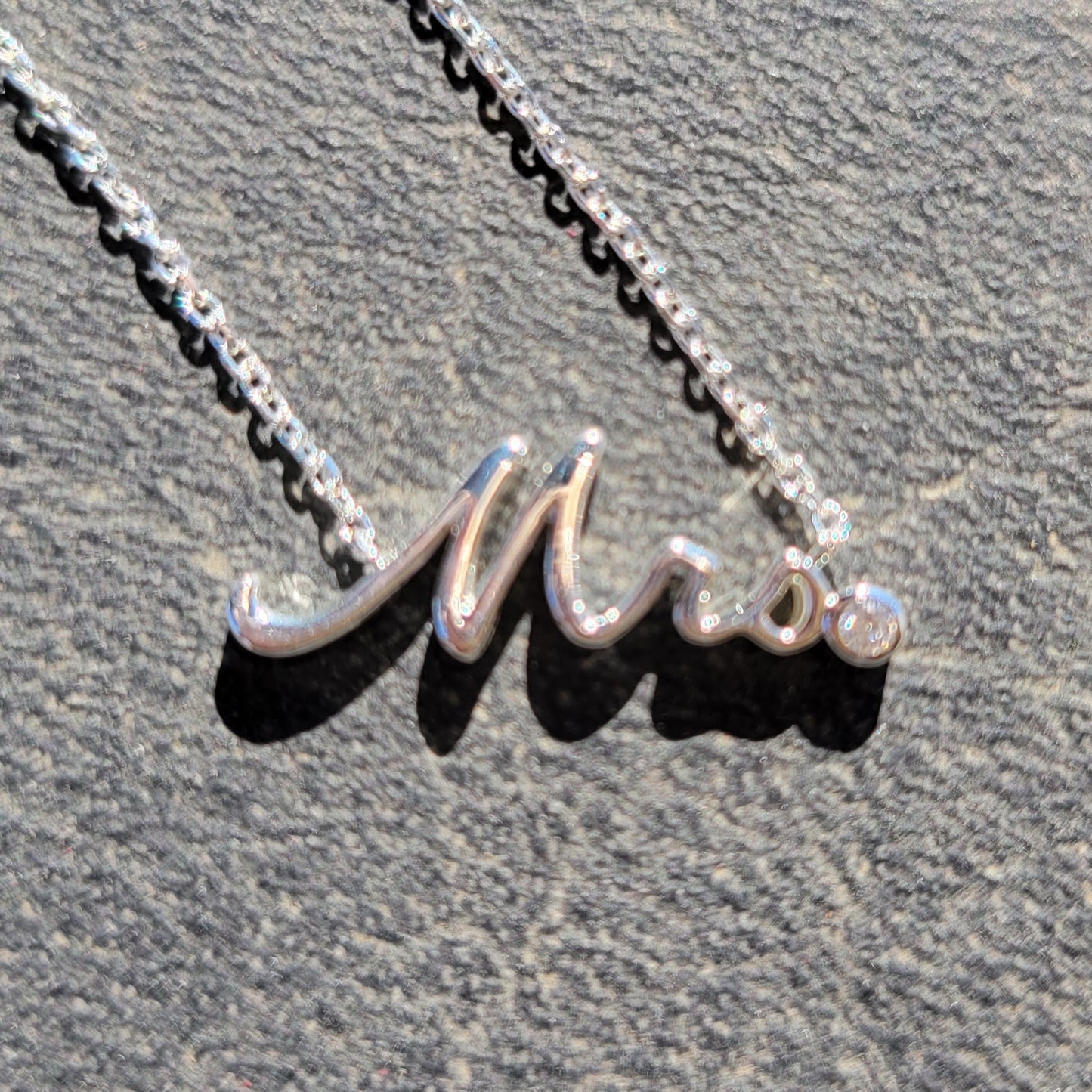 Diamond and Sterling Silver "Mrs." Necklace, Gift for Bride, Engagement Gift