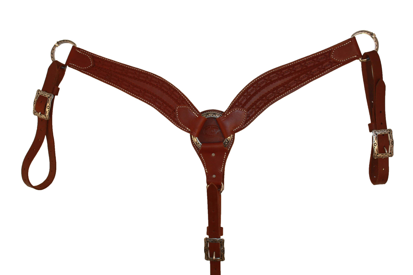 Picture of C&L 3 Piece Barbed Wire Breast Collar square Jeremiah Watt Buckles BC000003