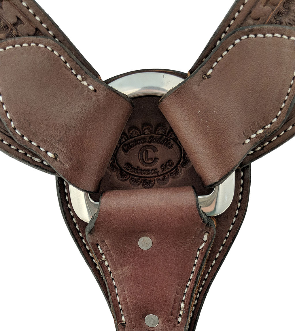 Picture of C&L Chocolate 3 Piece Breast Collar with Running W & Basket Tooling BC000016