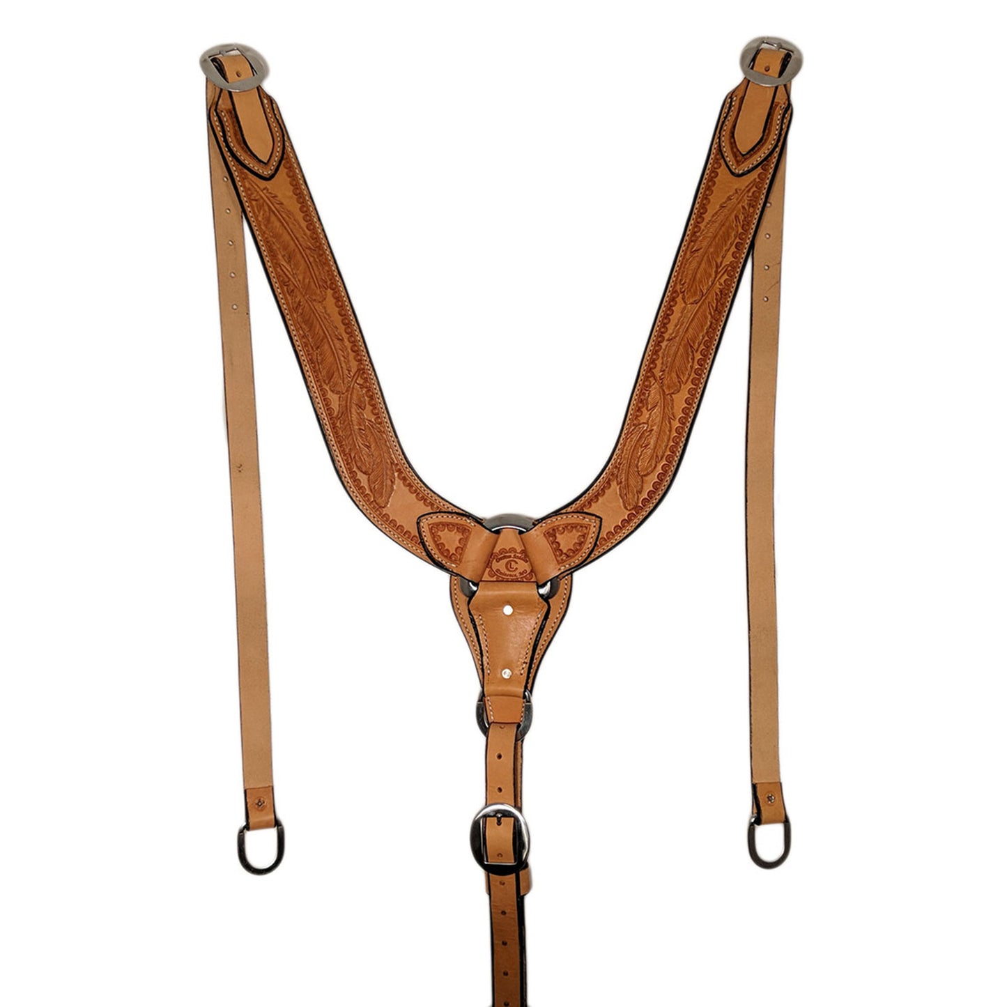 Picture of C&L Feather Tooled Pulling Collar w/oval Stainless Buckles PC000005