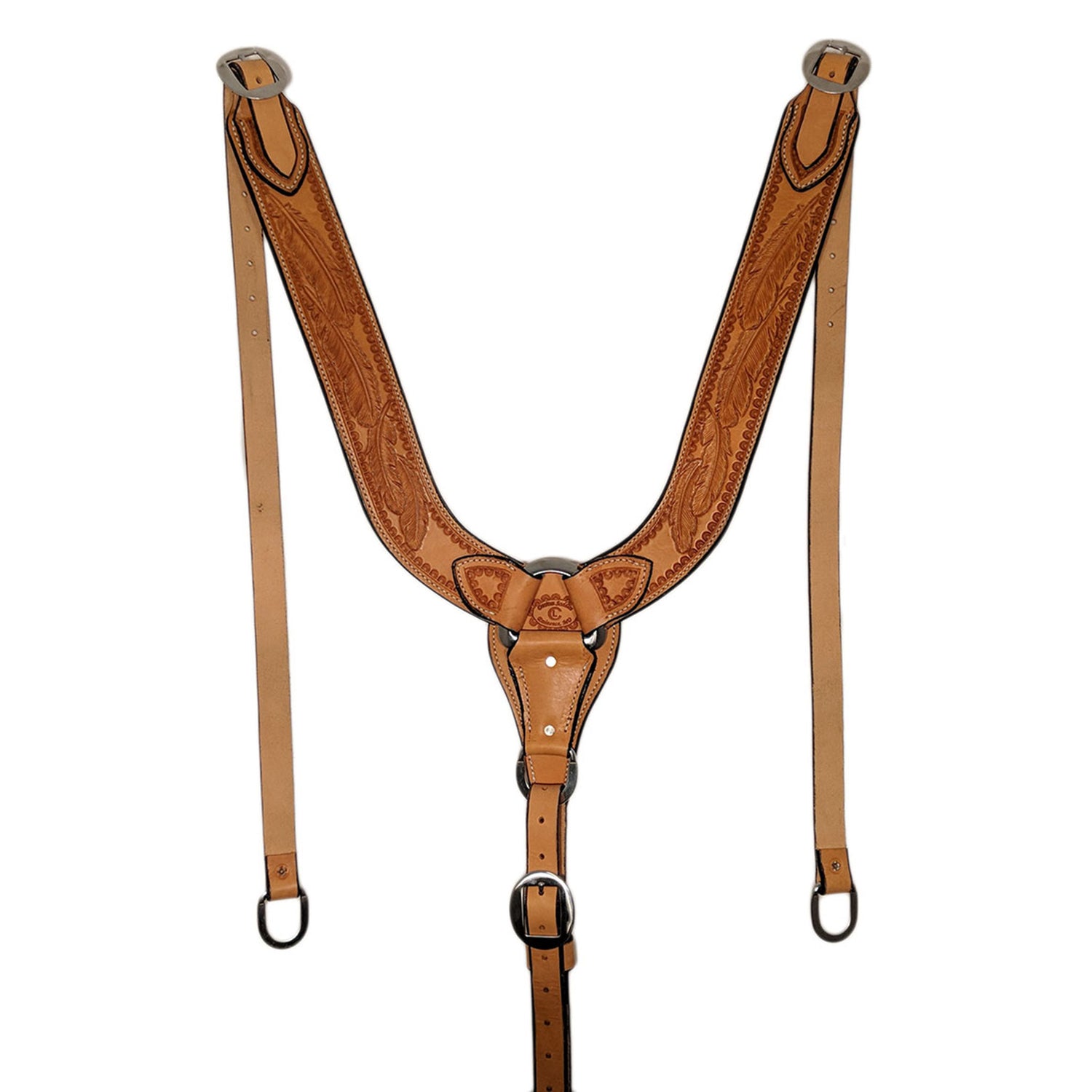 Picture of C&L Feather Tooled Pulling Collar w/oval Stainless Buckles PC000005