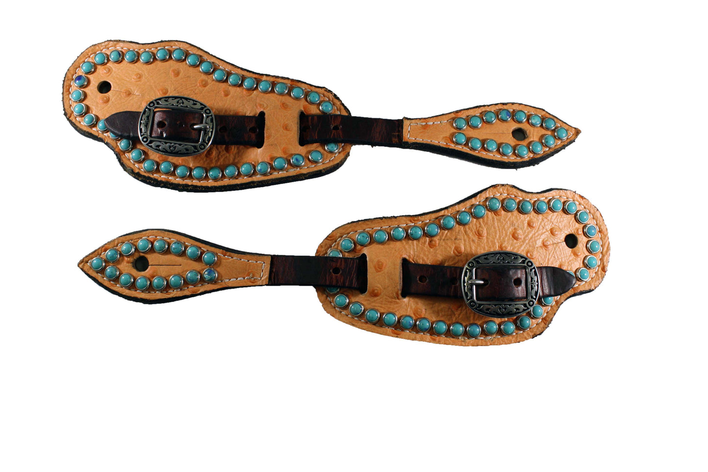 Picture of C&L Bib Style Orange Ostrich Spur Straps SS000014