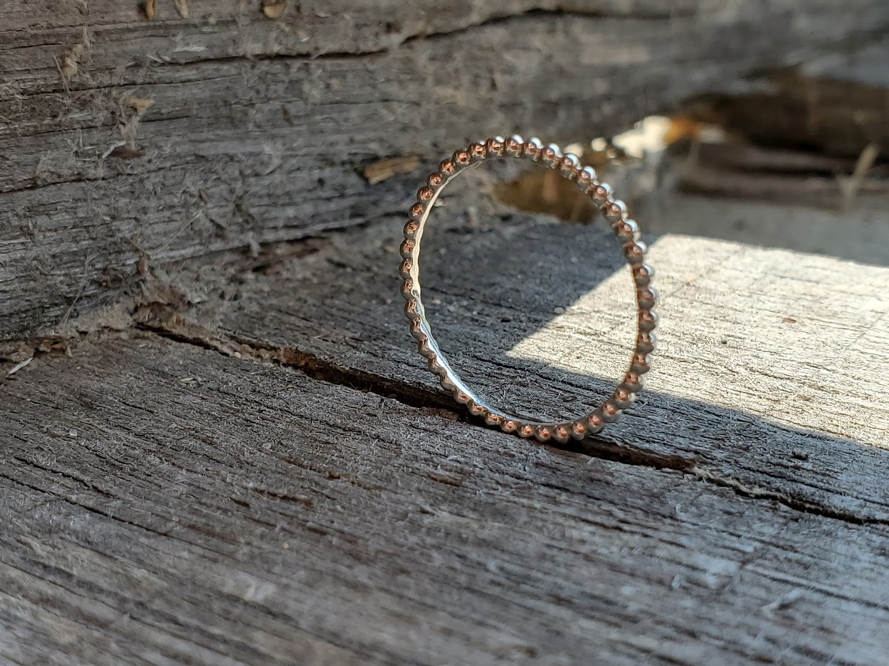 The Belle: Sterling Silver Bead Ring, Western Style Ring for Stacking, Simple Silver Ring
