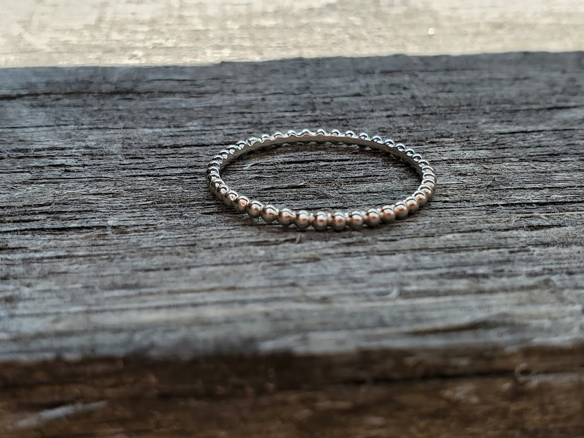 The Belle: Sterling Silver Bead Ring, Western Style Ring for Stacking, Simple Silver Ring