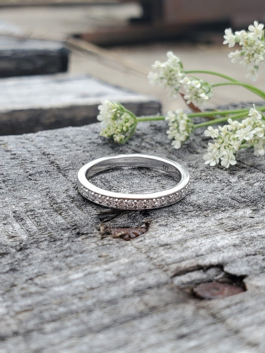 The Grace: 10K, or 14K White or Rose Gold Band with Diamonds, Western Wedding Band, Gifts for her, Stackable Ring