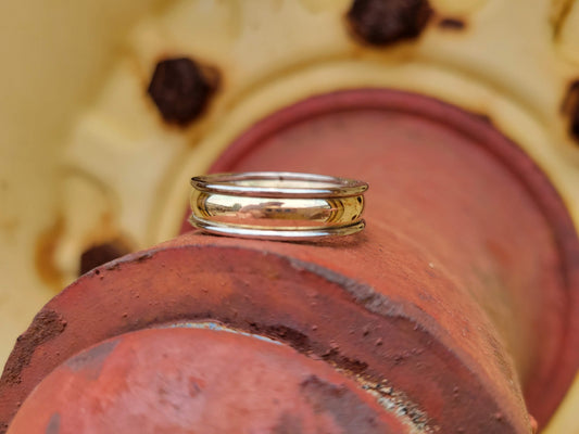 IMMEDIATE SHIP Flynn, Sz. 13: 10K yellow and white gold two-tone gold men's band, Western wedding ring, Western Men's band, Cowboy Ring, Cowboy Wedding Band