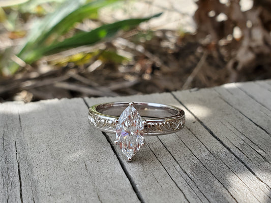 The Tabitha: 10K White Gold Marquise Engagement Ring, Western Engagement Ring, Cowgirl Ring, Western Wedding Ring