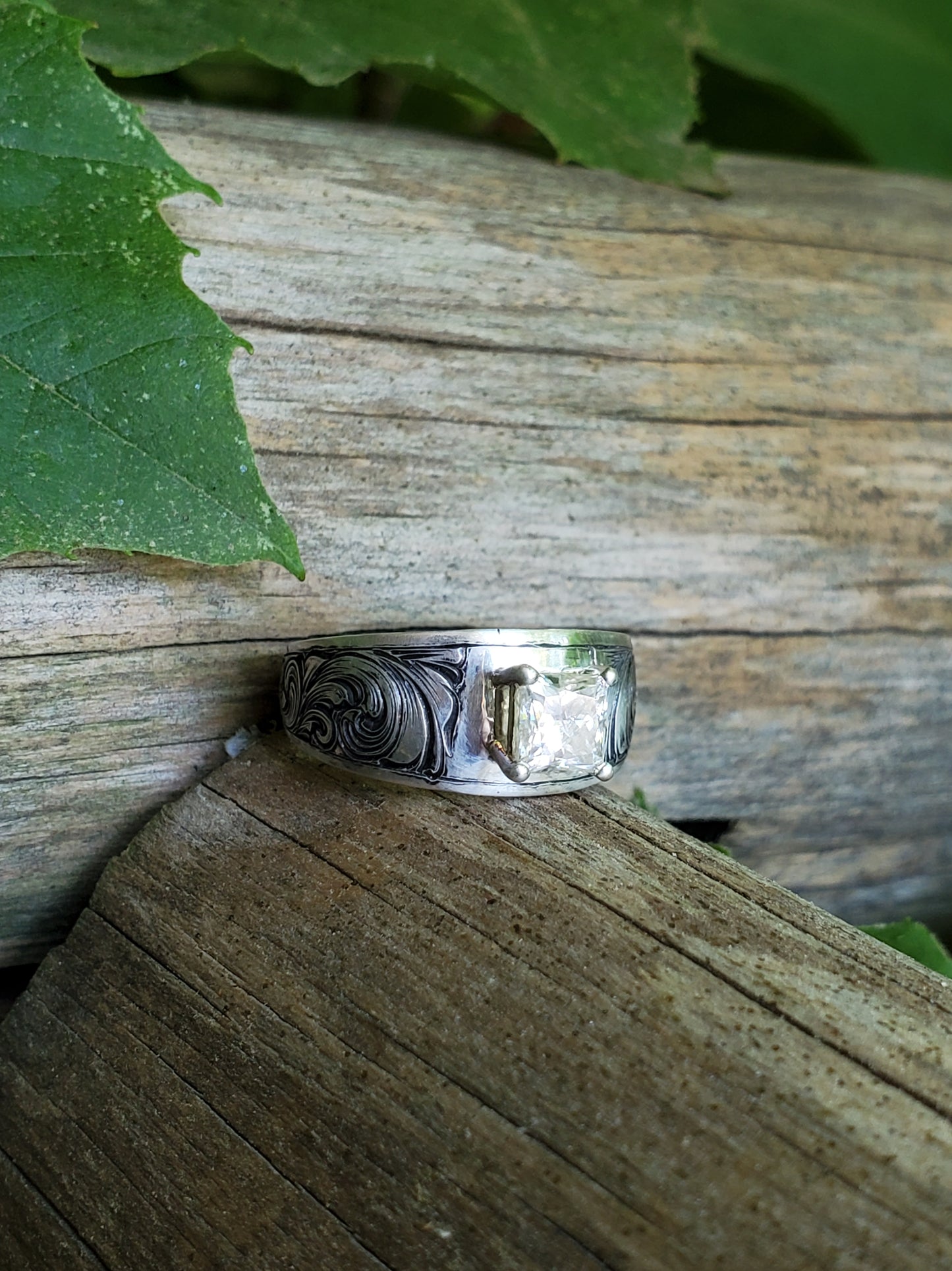 The Josie: Rounded Sterling Silver Western Ring, Antiqued or Bright, Cowgirl Engagement Ring, Western Style Jewelry