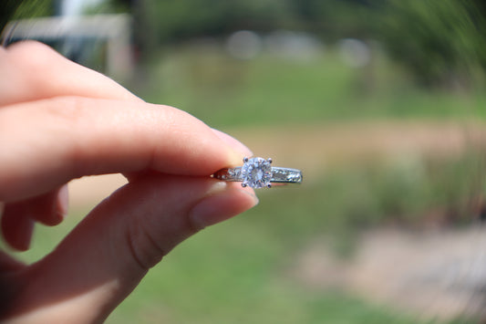 The Talise: Narrow Engagement Ring in 10K, 14K, 18K White Gold Round Engagement Ring, Western Engagement Ring, Cowgirl Ring, Western Wedding Ring