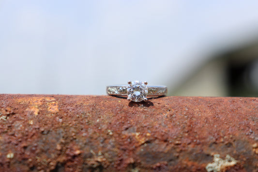 The Talise: Narrow Engagement Ring in 10K, 14K, 18K White Gold Round Engagement Ring, Western Engagement Ring, Cowgirl Ring, Western Wedding Ring