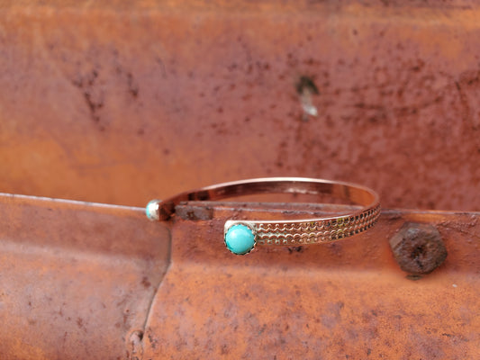 The Hattie: Copper and Turquoise Patterned Western Cuff Bracelet, Cowgirl Jewelry, Western Bracelet for her