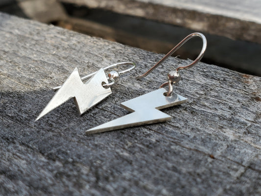 Bold: Sterling Silver Lighting Bolt Earrings, Dangle Earrings, Western style Jewelry, Cowgirl Earrings