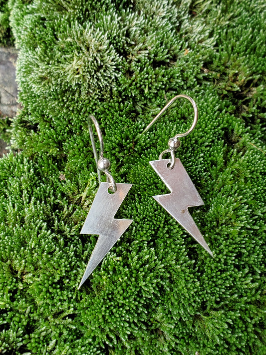 Bold: Sterling Silver Lighting Bolt Earrings, Dangle Earrings, Western style Jewelry, Cowgirl Earrings
