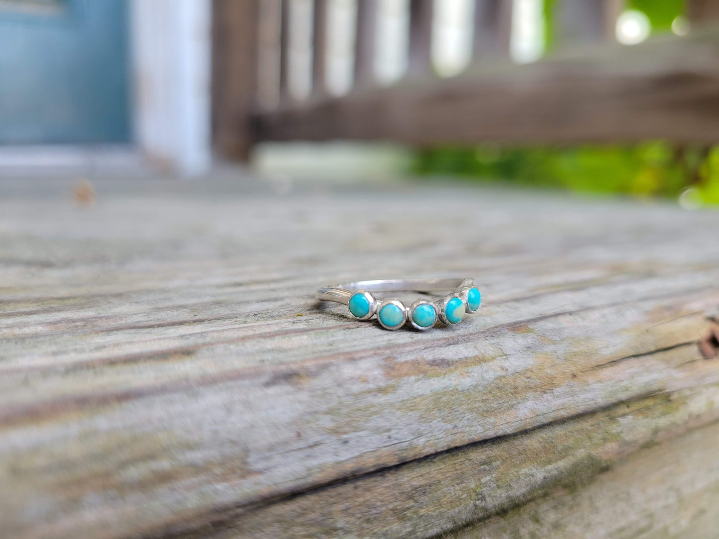 The Dixie: Handmade Contour Round Turquoise Band, Cowgirl Ring, Western Wedding Band
