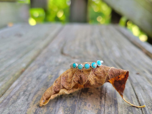 The Dixie: Handmade Contour Round Turquoise Band, Cowgirl Ring, Western Wedding Band