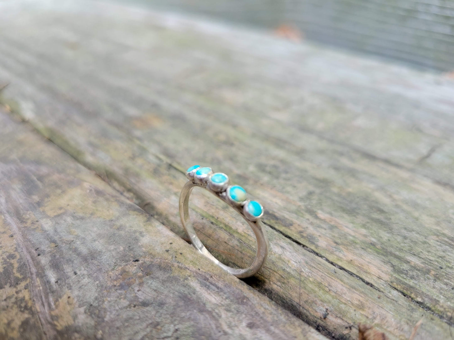 The Dixie: Handmade Contour Round Turquoise Band, Cowgirl Ring, Western Wedding Band