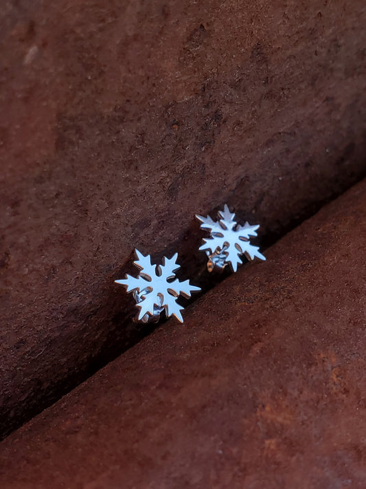 Glisten: Sterling Silver Snowflake Stud Earrings, Winter Stud Earrings, Christmas Earrings, Christmas Studs