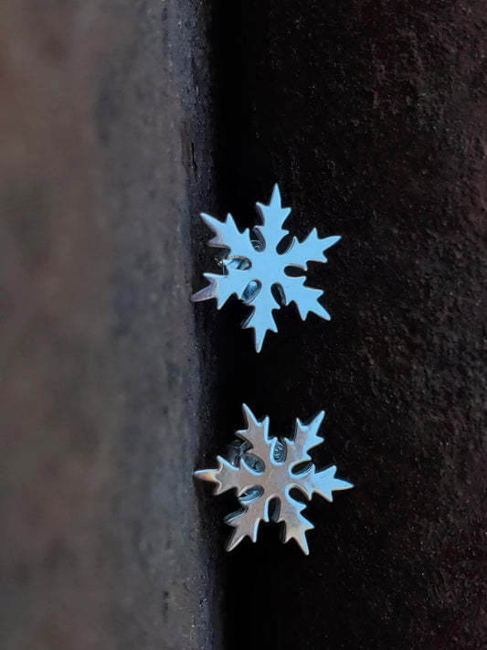 Glisten: Sterling Silver Snowflake Stud Earrings, Winter Stud Earrings, Christmas Earrings, Christmas Studs