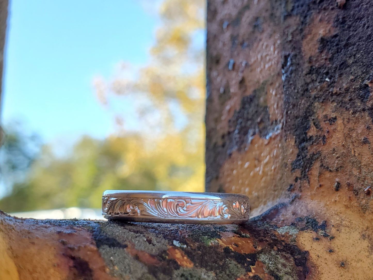 The Madi: Narrow White Gold or Sterling Silver Band, Western Wedding Band, Cowgirl Wedding Ring