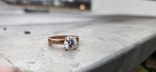 The Cora: Rose Gold Ring, Western Engagement Ring, Hand-engraved rose gold ring, Cowgirl Engagement, Western Women's ring