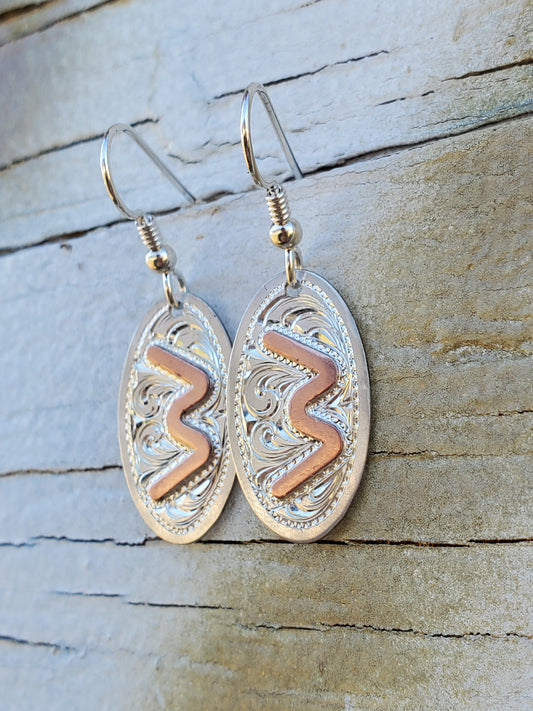 Oval Brand Earrings: Custom Brand or Initial Earrings, Hand-Engraved Oval Earrings, Custom Dangle Earrings, Cowgirl Jewelry, Western Earrings, Oval Dangle Earrings