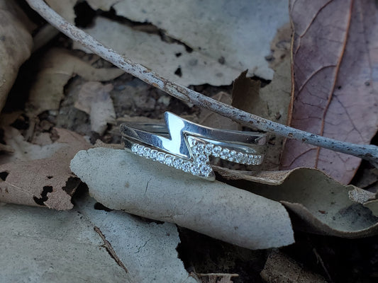 The Zara Set: Stoned Sterling Silver Stacking Ring and Sterling Silver Ring, Western Ring for Stacking, Cowgirl Ring, Western Jewelry, Diamond stacking ring, Moissanite stacking Ring