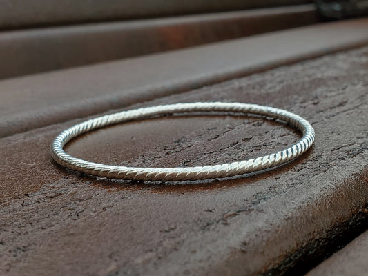 Rope Bangle Bracelet: Sterling Silver Rope Bangle, Cowgirl Bracelet, Dainty Cowgirl Jewelry, Western Rope Bracelet