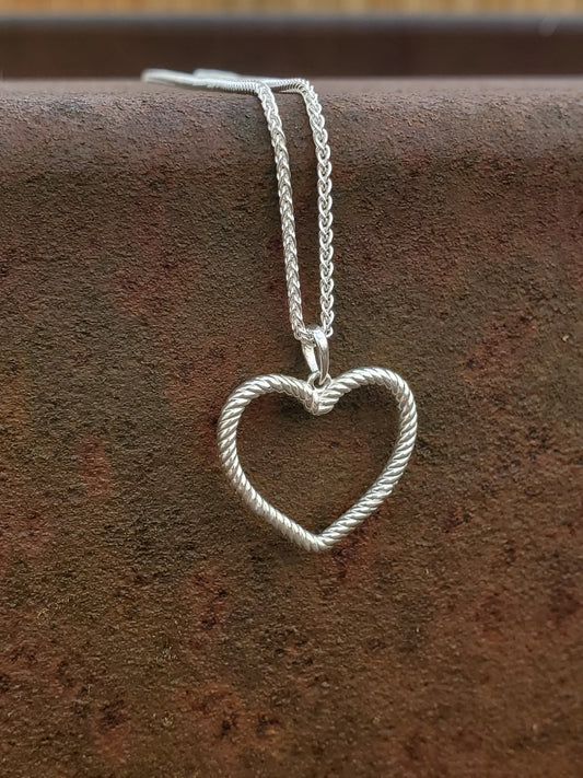 Heart Rope Pendant: Cowgirl Heart Jewelry, Western Rope Jewelry, Western Bridal Jewelry, Sterling Silver Rope Necklace