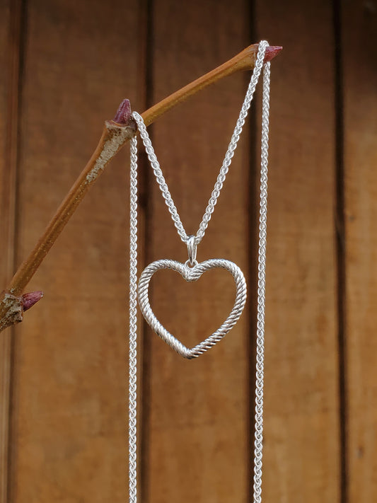 Heart Rope Pendant: Cowgirl Heart Jewelry, Western Rope Jewelry, Western Bridal Jewelry, Sterling Silver Rope Necklace