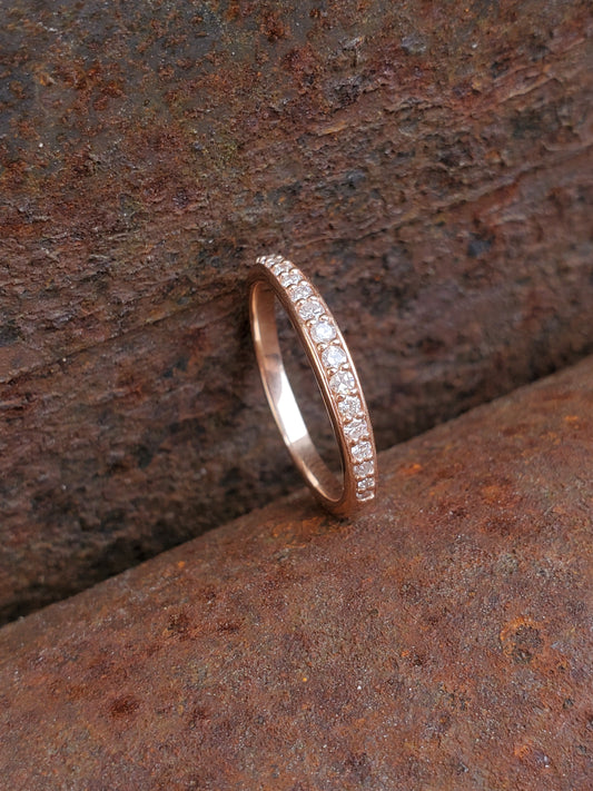 The Grace: 10K, or 14K White or Rose Gold Band with Diamonds, Western Wedding Band, Gifts for her, Stackable Ring