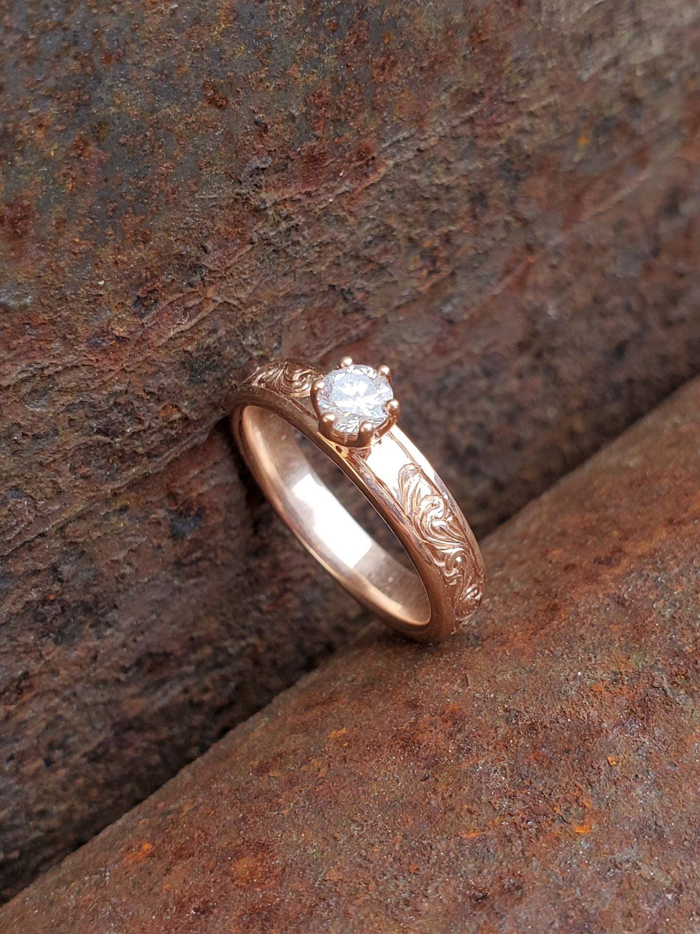 The Marisa: Dainty Western Engagement Ring, .25 ct. Engagement Ring, 10K Rose Gold Engagement Ring, Cowgirl Engagement, Western Engagement Ring