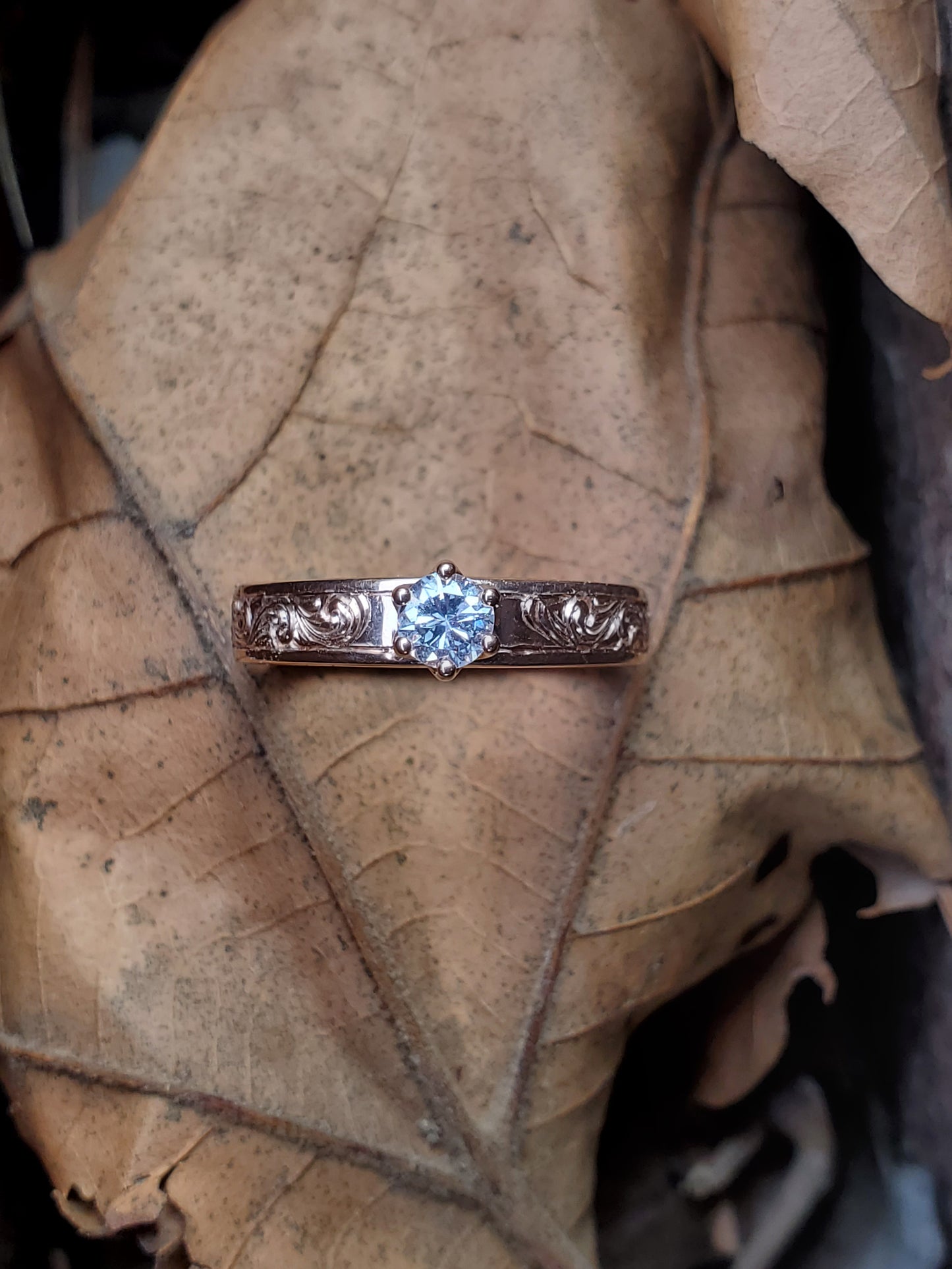 The Marisa: Dainty Western Engagement Ring, .25 ct. Engagement Ring, 10K Rose Gold Engagement Ring, Cowgirl Engagement, Western Engagement Ring