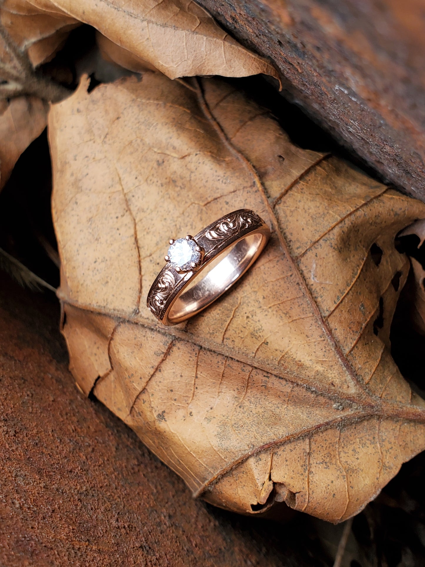 The Marisa: Dainty Western Engagement Ring, .25 ct. Engagement Ring, 10K Rose Gold Engagement Ring, Cowgirl Engagement, Western Engagement Ring