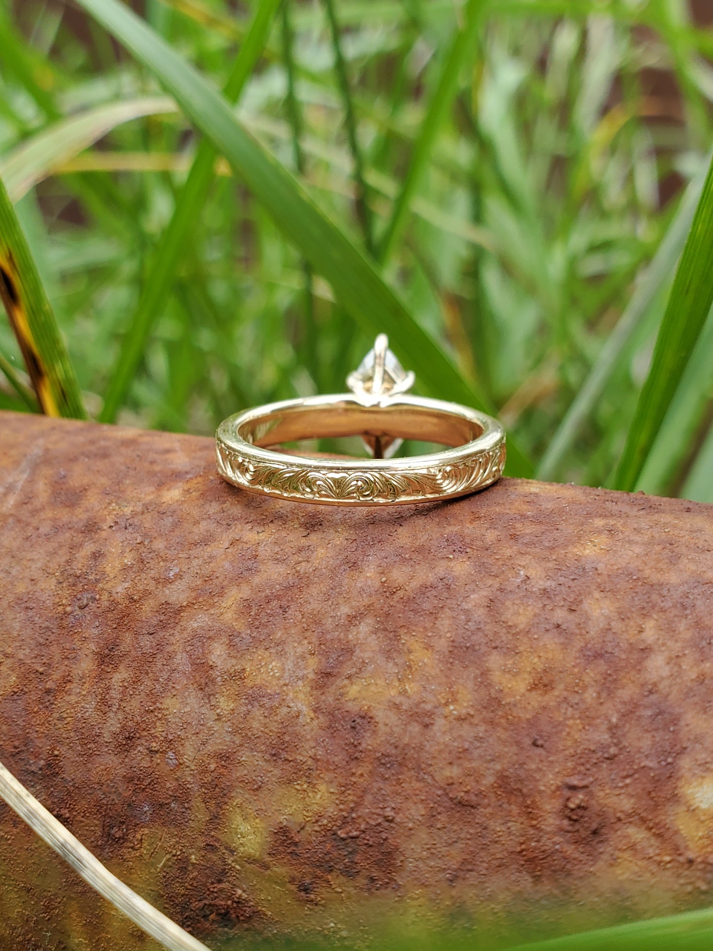 The Elaina: 10K, 14K, or 18K Yellow Gold Marquise Engagement Ring, Western Engagement Ring, Cowgirl Ring, Western Wedding Ring