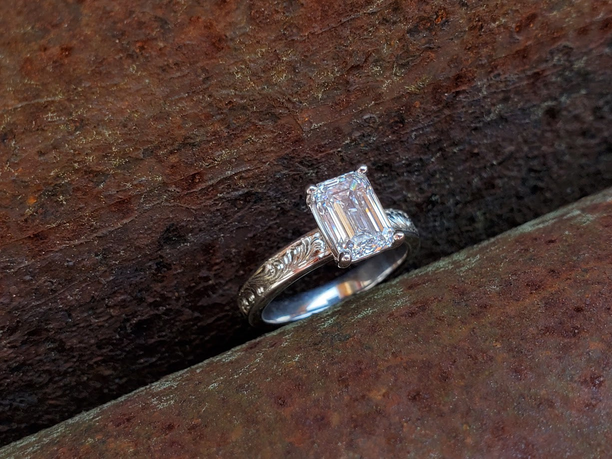 The Tessa: 2 ct. 10K or 14K White Gold Engagement Ring, Western Engagement Ring, Cowgirl Ring, Western Wedding Ring