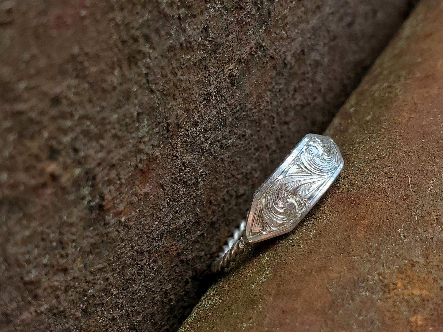 The Katie: Signet Sterling Silver Ring, Hand Engraved, Gift for Her, cowgirl ring, western band