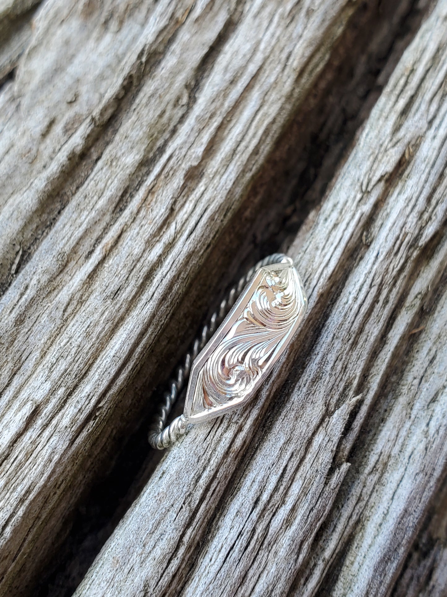 The Katie: Signet Sterling Silver Ring, Hand Engraved, Gift for Her, cowgirl ring, western band