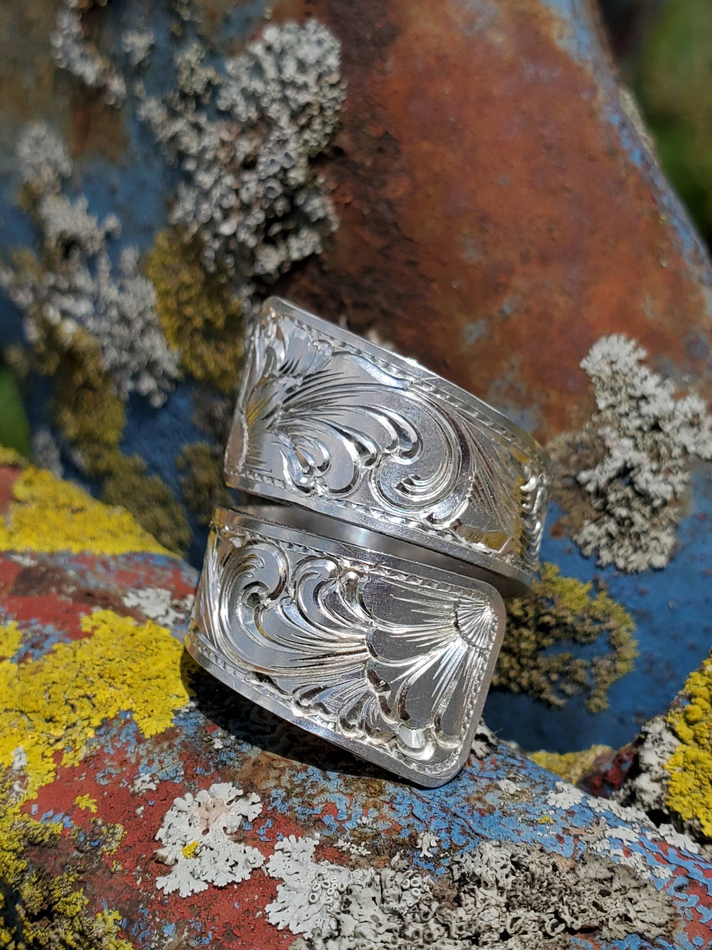 The Stacia: Sterling Silver Wrap Around Ring, Hand Engraved Sterling Silver, Gifts for Her