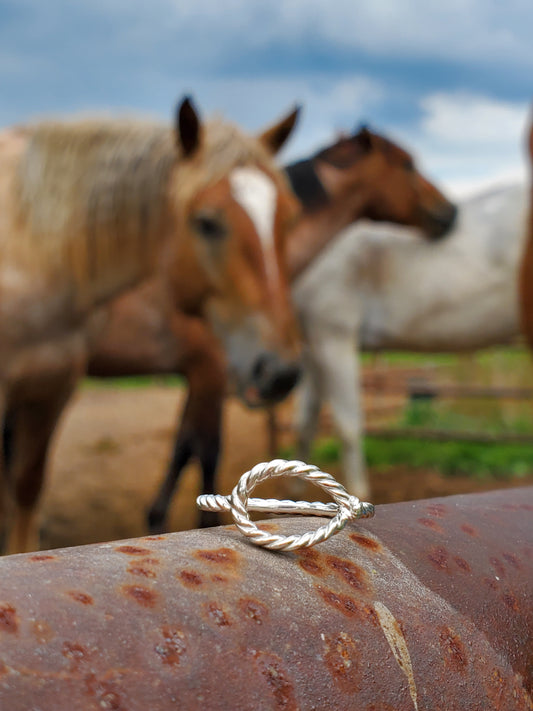 The Honda: 10K White, Rose, or Yellow Gold Rope Band, Women's Western Ring, Cowgirl Rope Band, Unique Western Jewelry